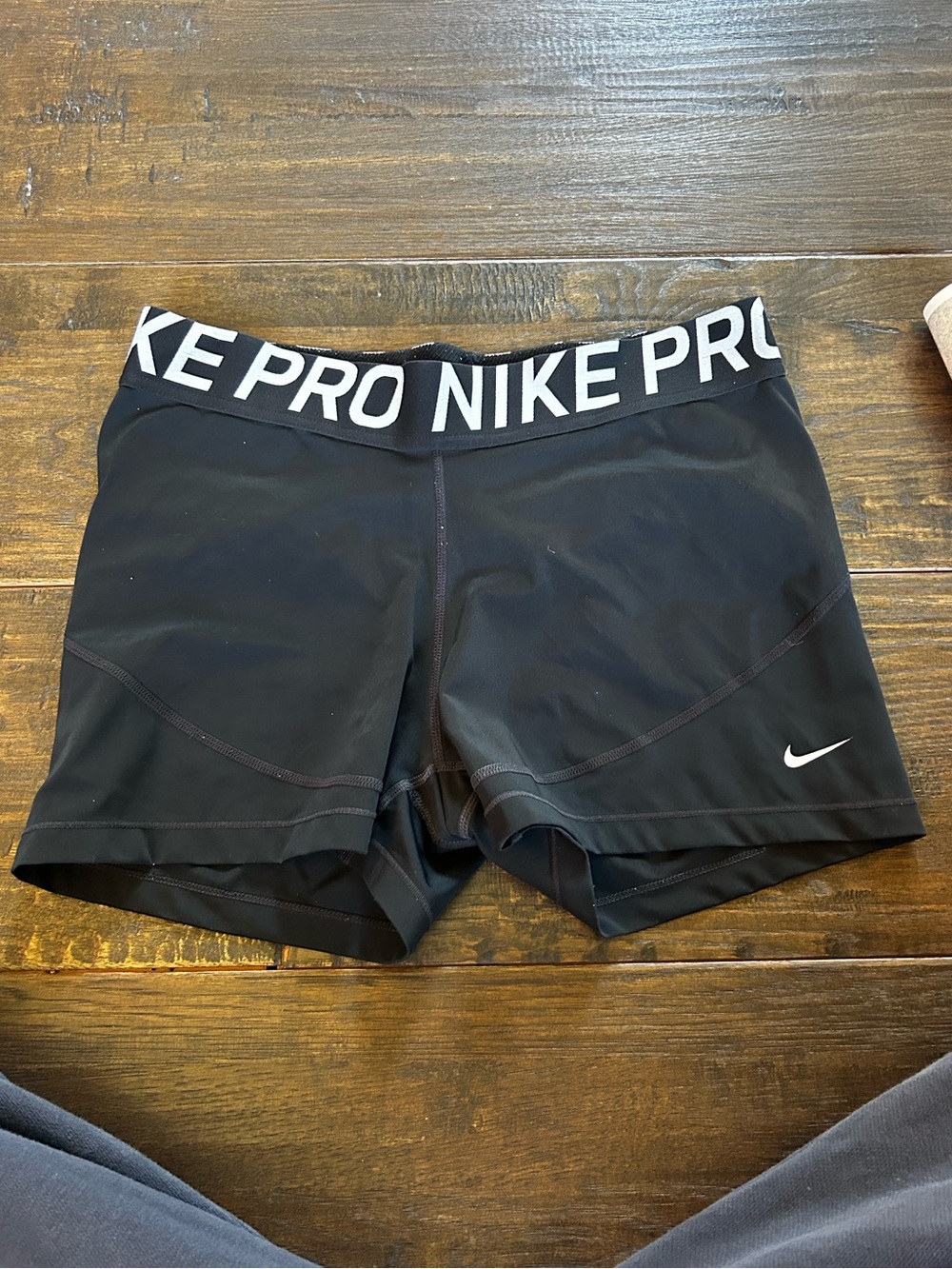 Nike Black Women's Pro Compression Bike Shorts with White Logo